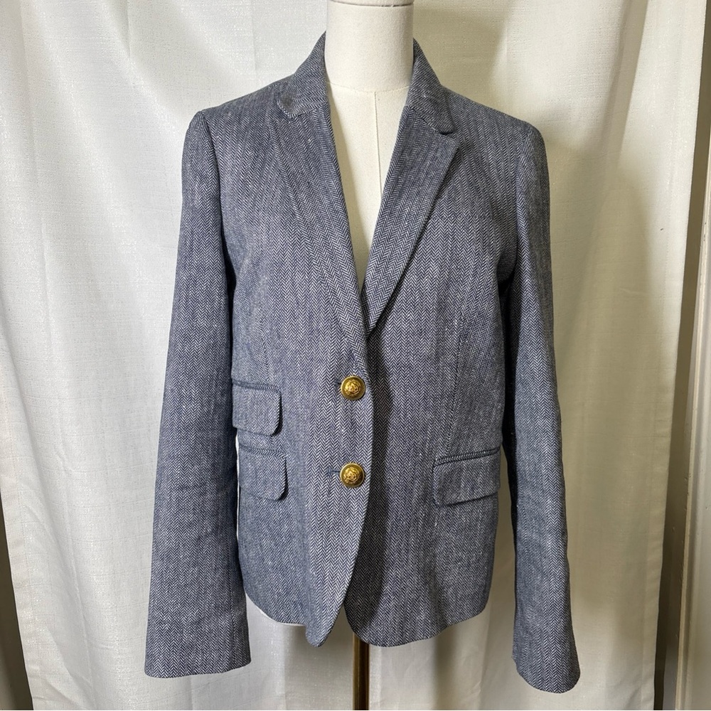 J. Crew Blue and White Herringbone Pattern. Size 10.Excellent Condition.